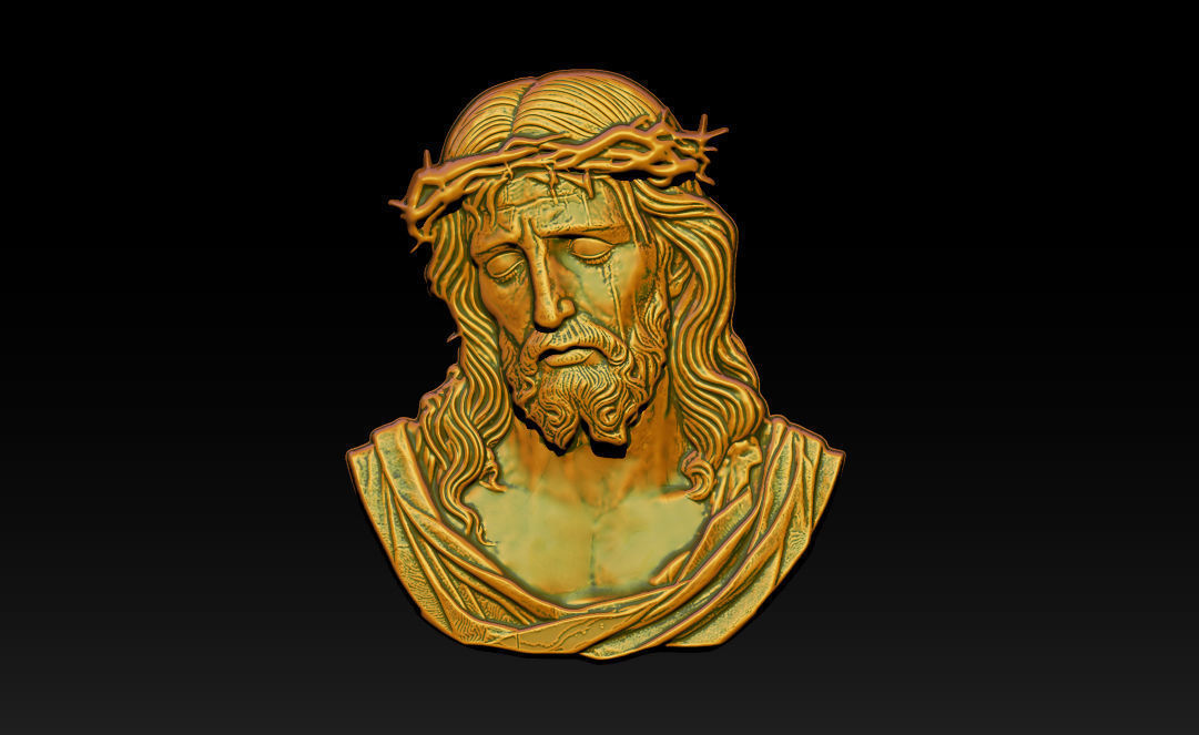 Jesus Face Bas Relief 3D print model_4
