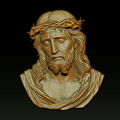 Jesus Face Bas Relief 3D print model_17