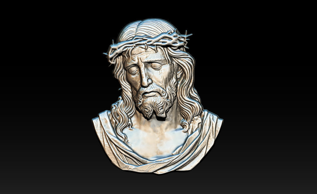 Jesus Face Bas Relief 3D print model_7