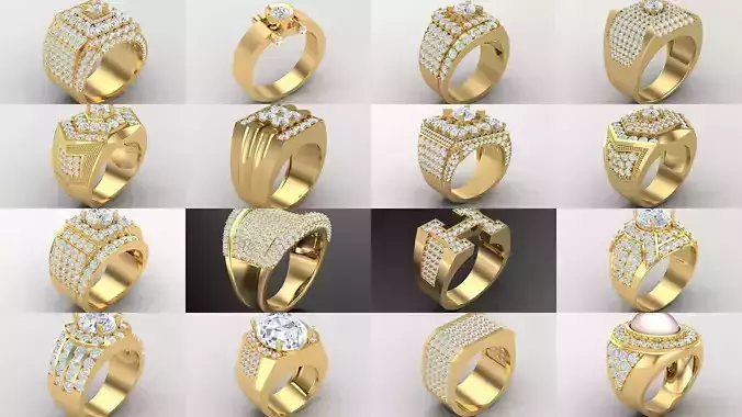 100 Diamond Man Ring File for Bulk Sale discount  3D Model Collection