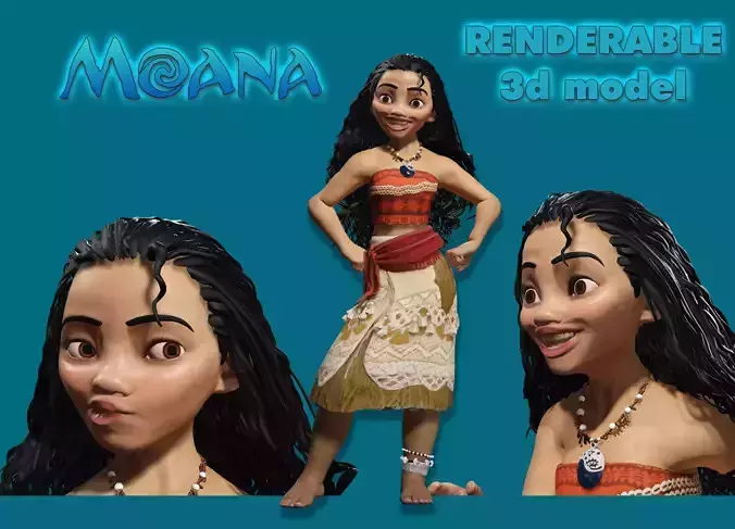 Moana Renderable Low-poly 3D model