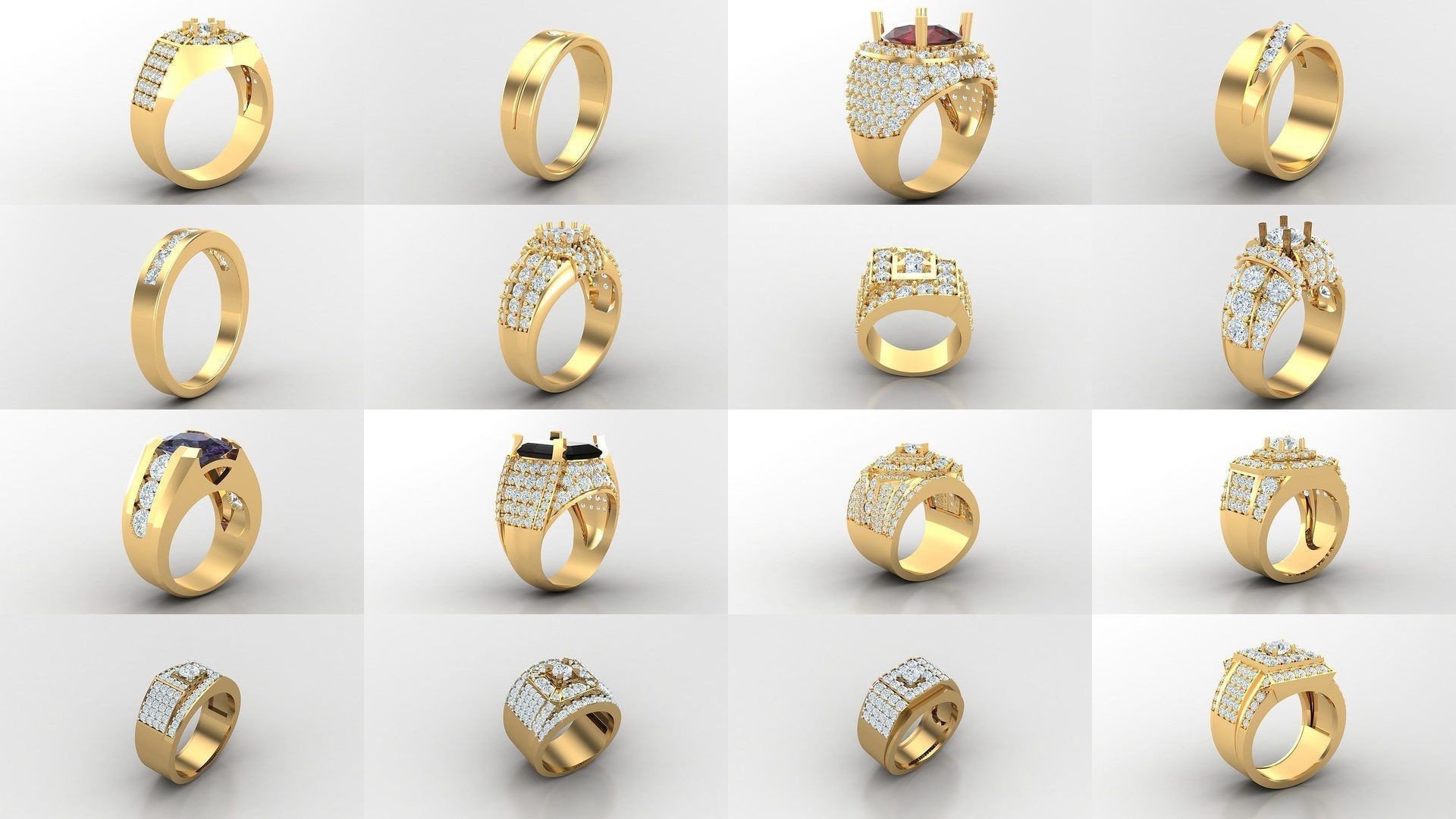 100 Diamond Ring Bulk Sale Discount Version 3 3D Model Collection_1
