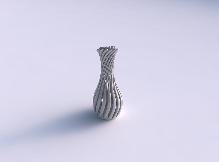Vase slim twisted with muscle structure and soft tips eccentric 3D print model_0