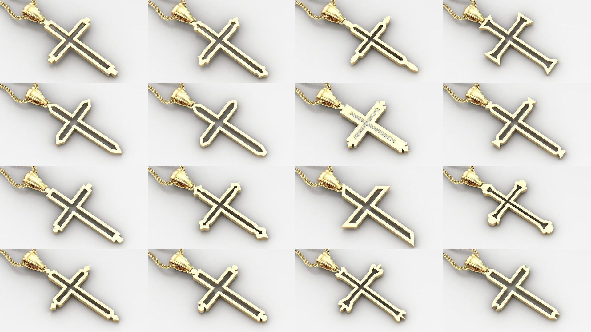 100 STL 3DM Cross Pendant Jewelry Bulk Discount Version 4 3D Model Collection_3