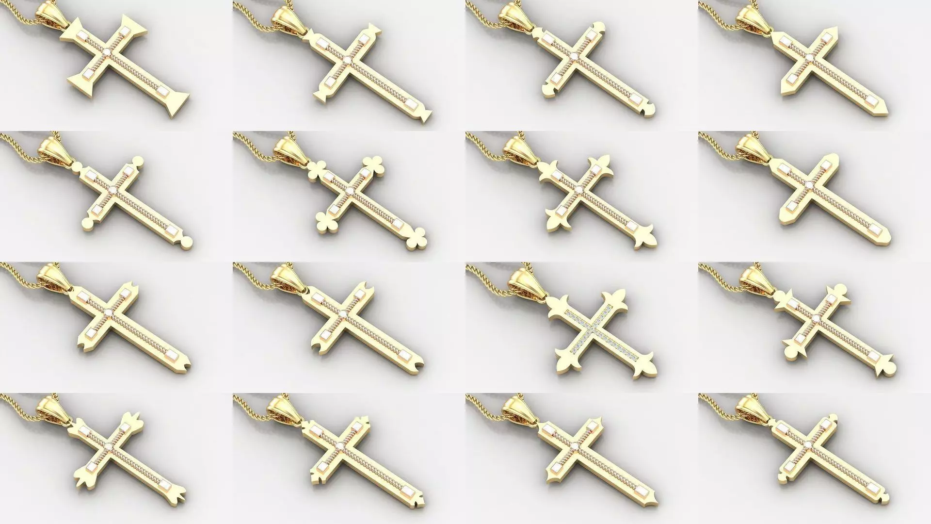 100 STL 3DM Cross Pendant Jewelry Bulk Discount Version 4 3D Model Collection_0