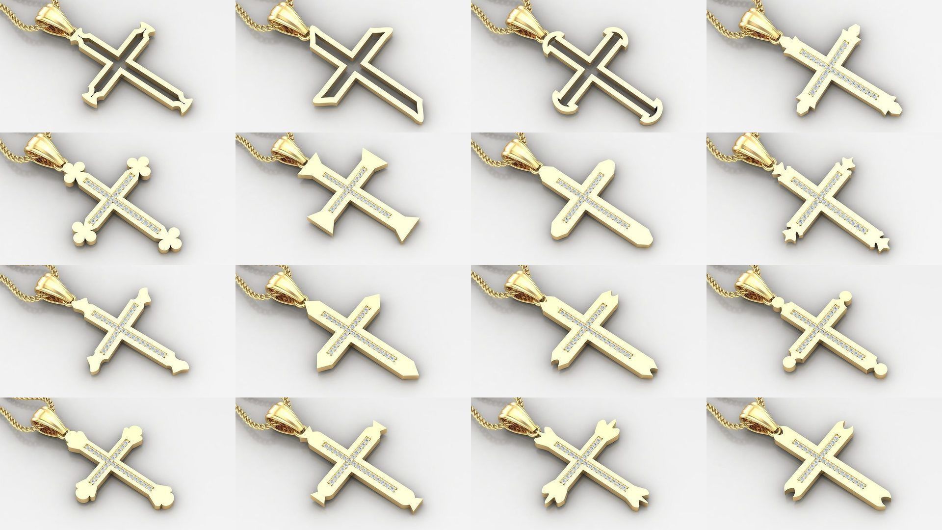 100 STL 3DM Cross Pendant Jewelry Bulk Discount Version 4 3D Model Collection_5