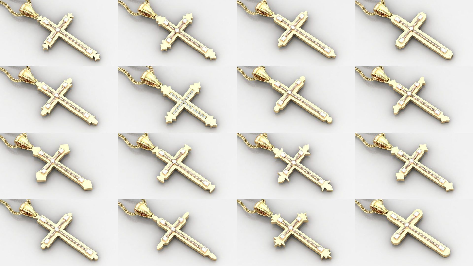 100 STL 3DM Cross Pendant Jewelry Bulk Discount Version 4 3D Model Collection_1
