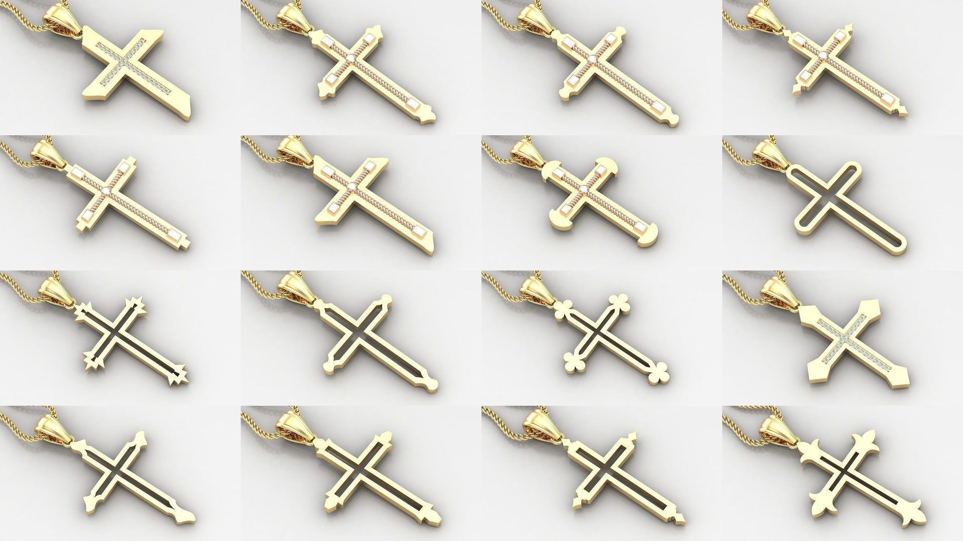 100 STL 3DM Cross Pendant Jewelry Bulk Discount Version 4 3D Model Collection_2