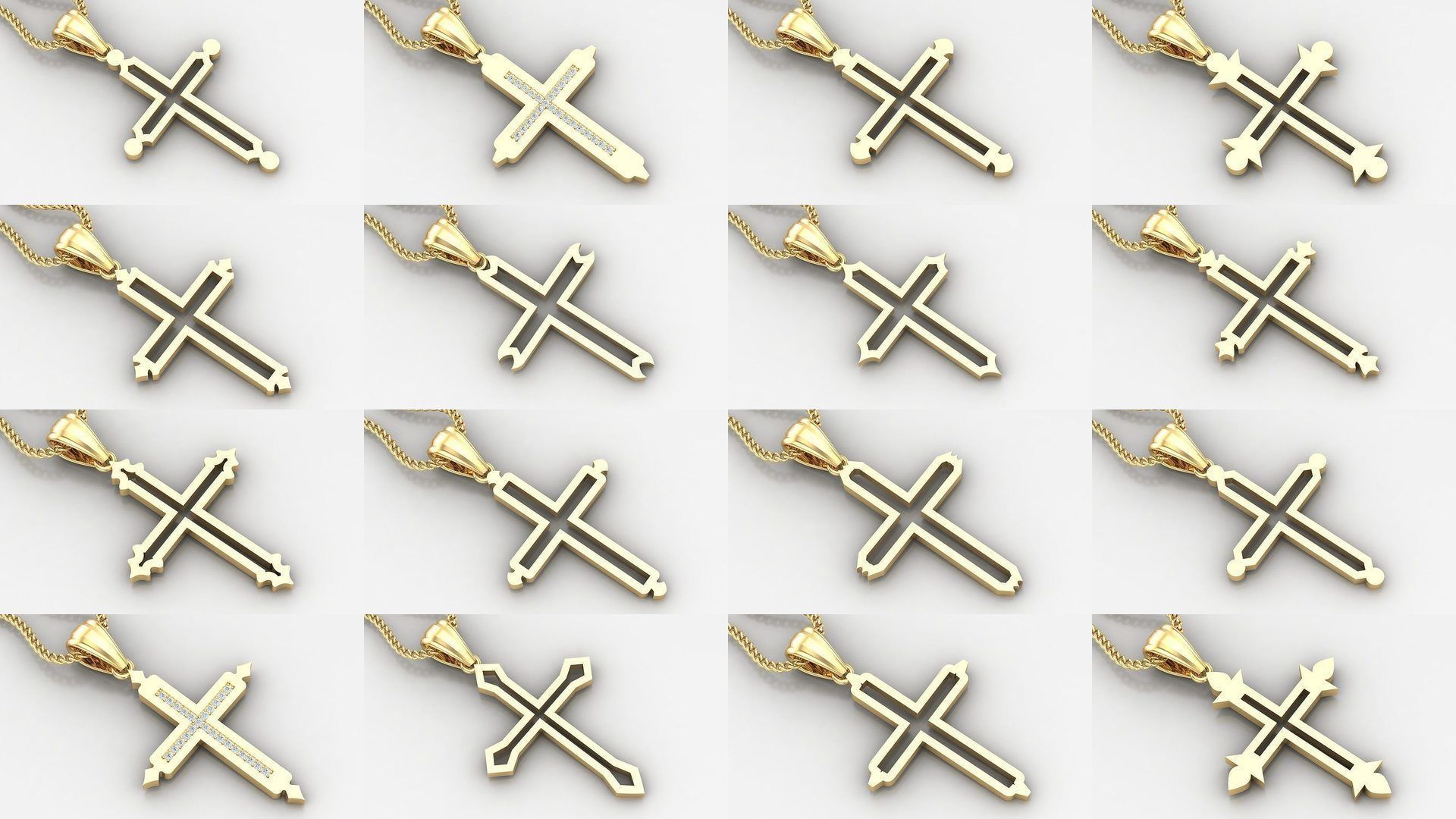 100 STL 3DM Cross Pendant Jewelry Bulk Discount Version 4 3D Model Collection_4