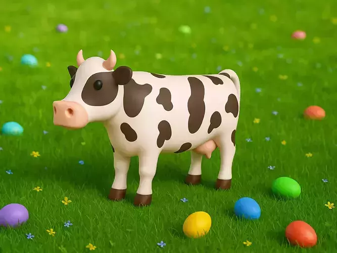 Cartoon Cow Animal 3D Model for Cartoon Characters Low-poly 3D model