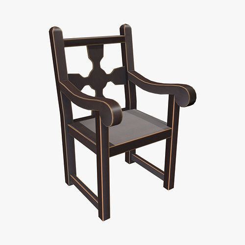 Medieval Chair V02 Low-poly 3D model