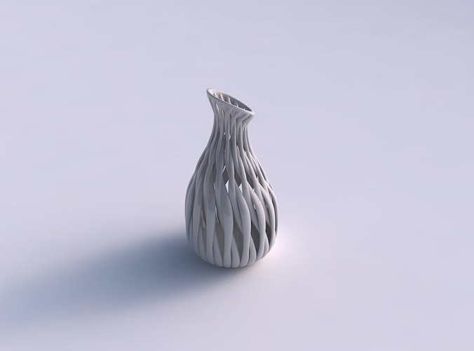 Vase slim tall with muscle structure squeezed with streched top corner