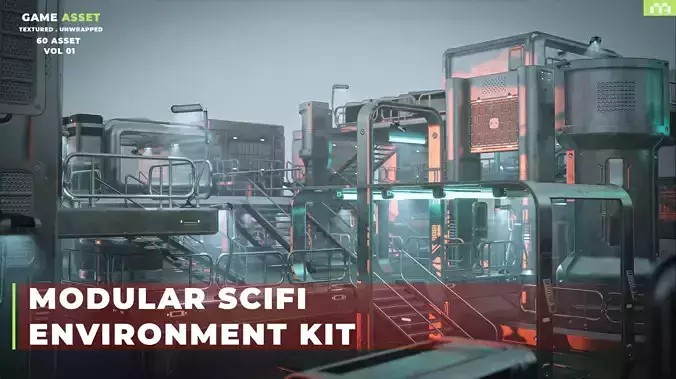 SciFi Exterior Environment Kit Vol 01 60 Asset  Low-poly 3D model