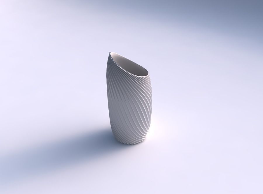 Vase skewed and twisted with wavy extruded lines 4 3D print model_0