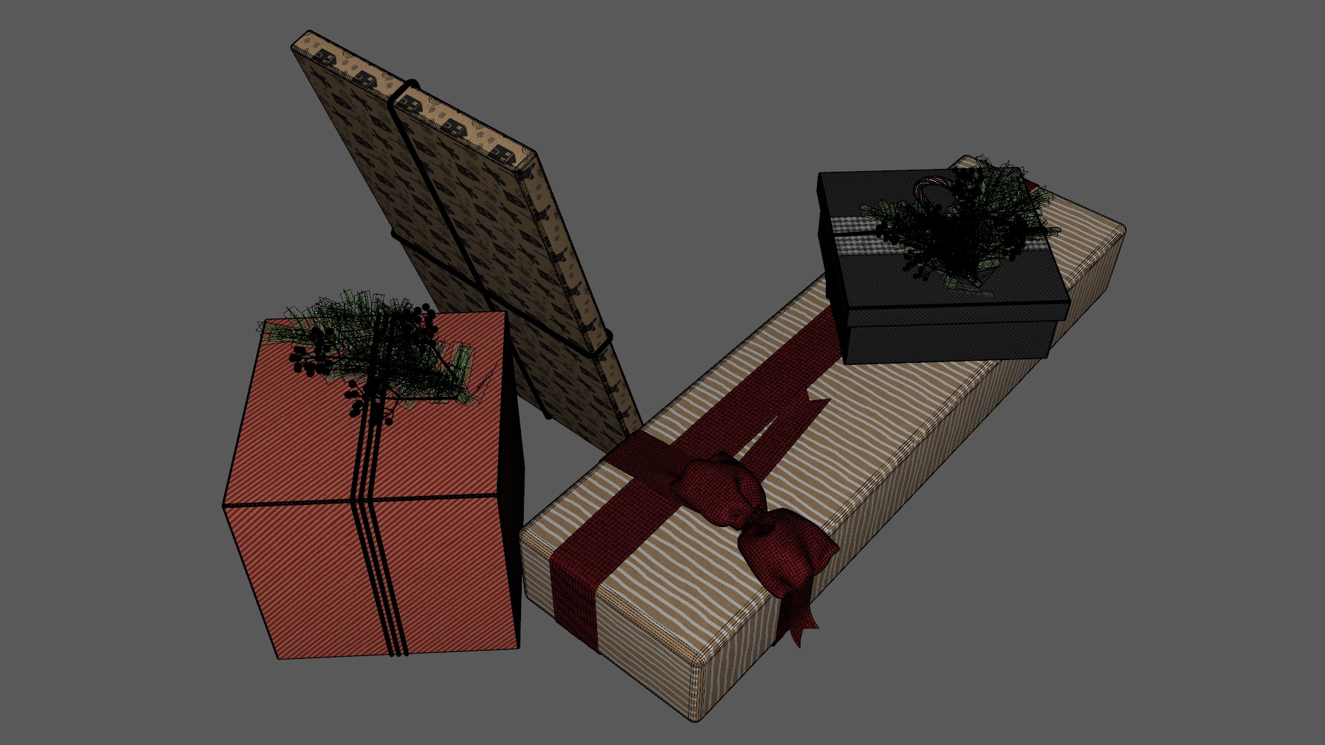 Gifts For Christmas Low-poly 3D model_11