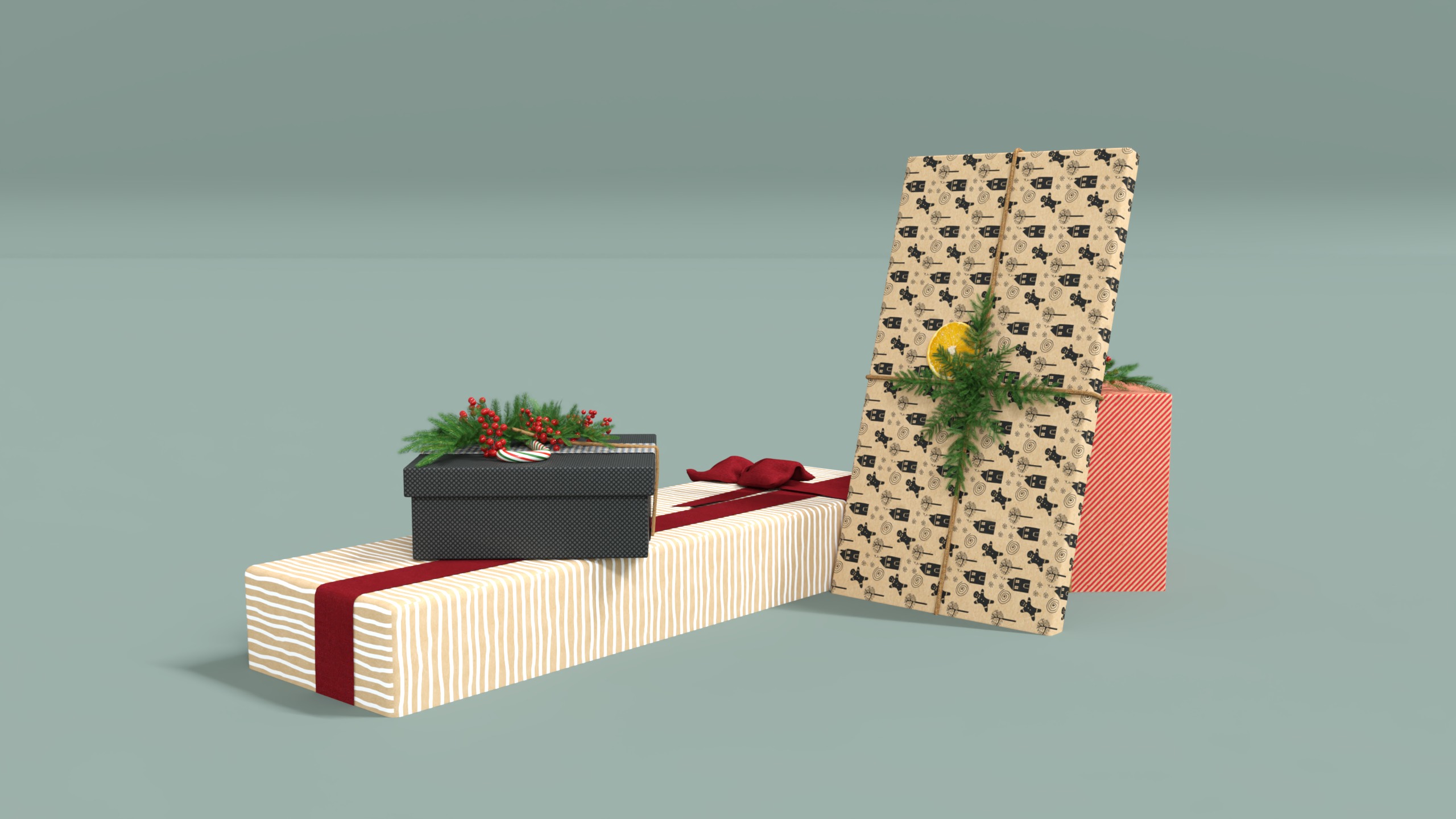 Gifts For Christmas Low-poly 3D model_1