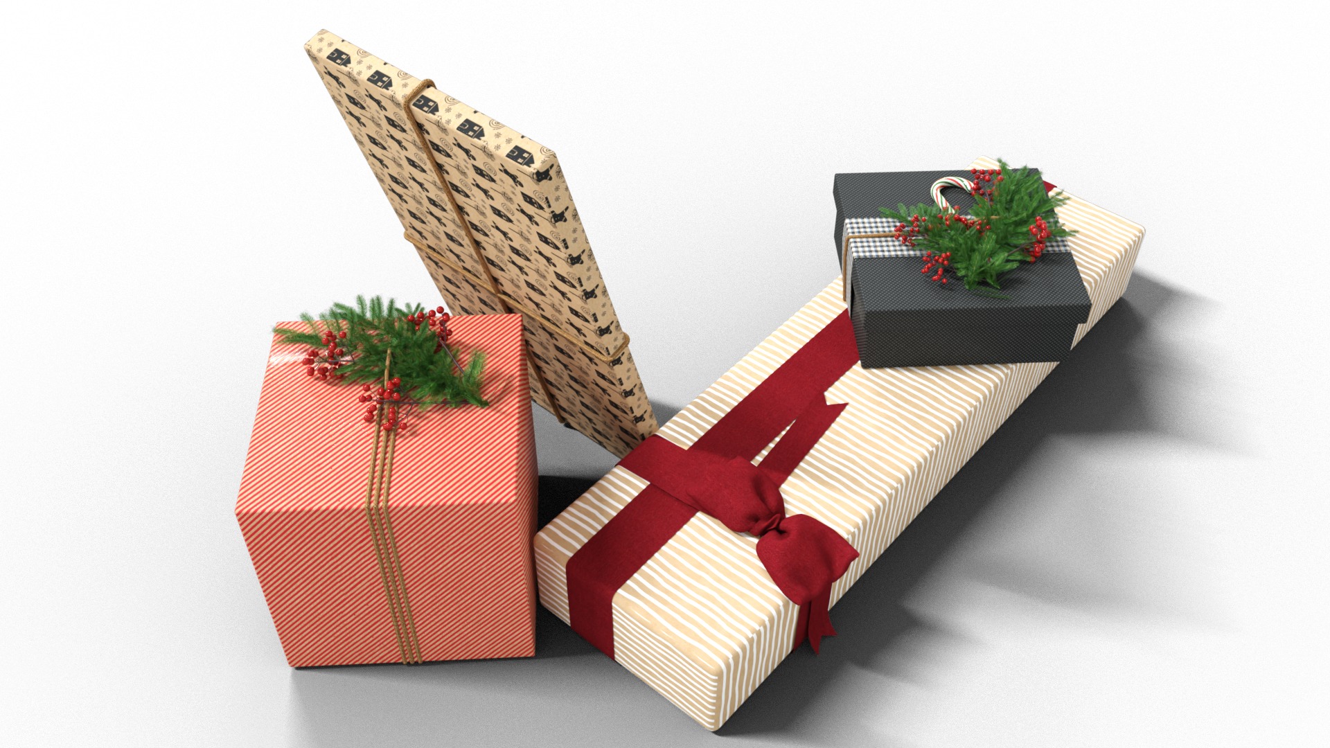Gifts For Christmas Low-poly 3D model_6