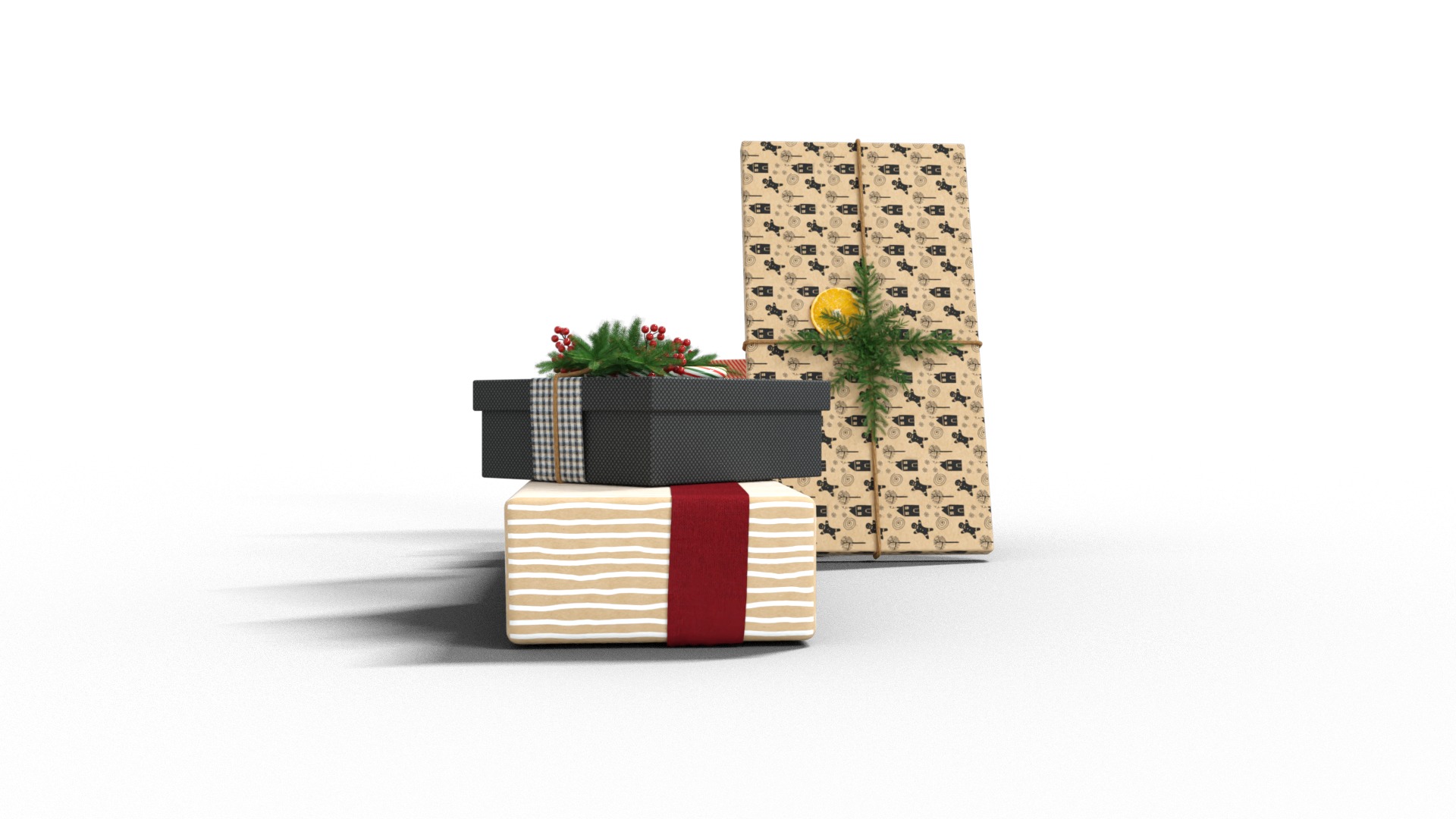 Gifts For Christmas Low-poly 3D model_3