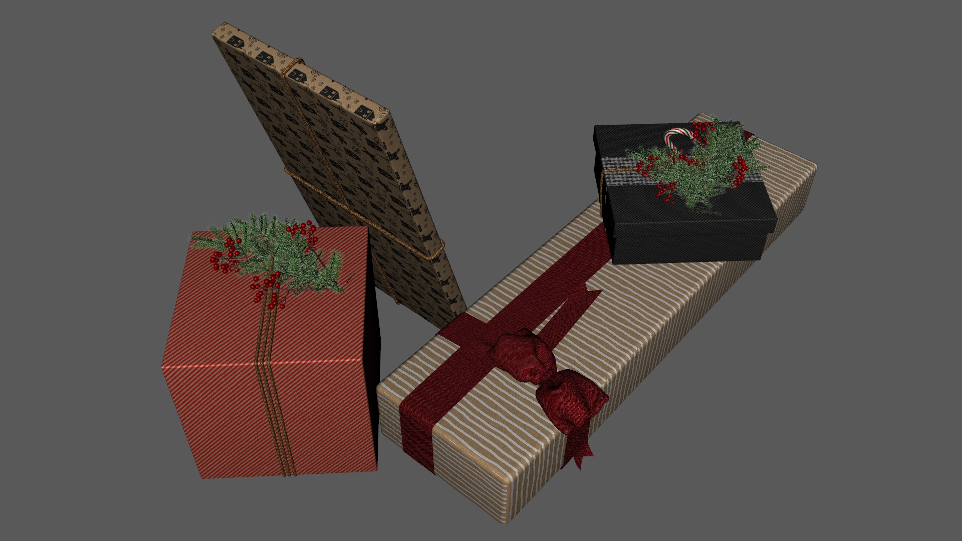 Gifts For Christmas Low-poly 3D model_12
