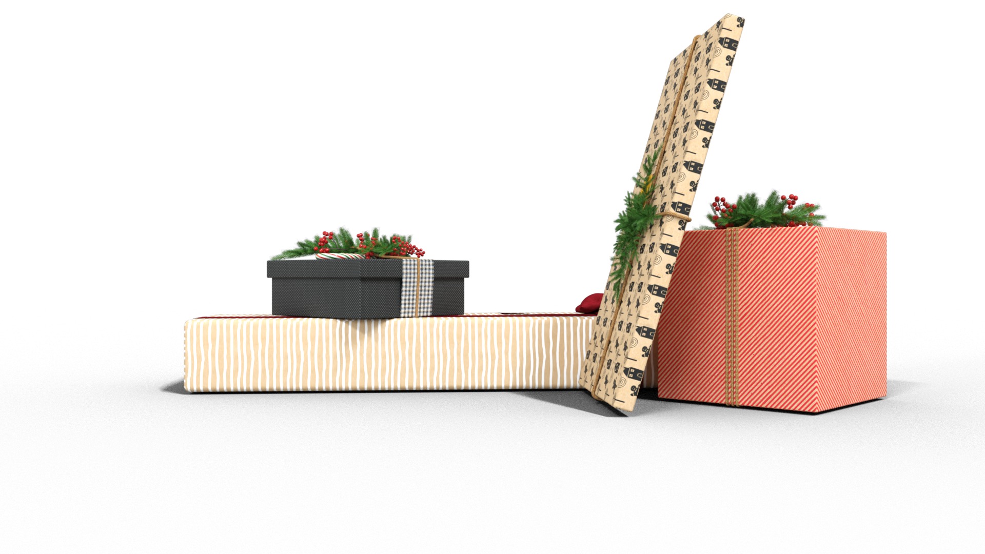 Gifts For Christmas Low-poly 3D model_2