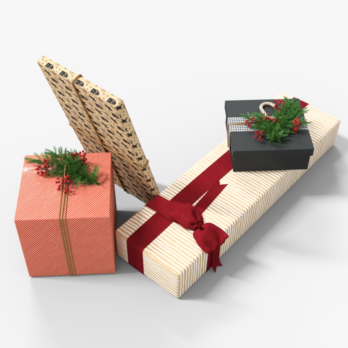 Gifts For Christmas Low-poly 3D model_7