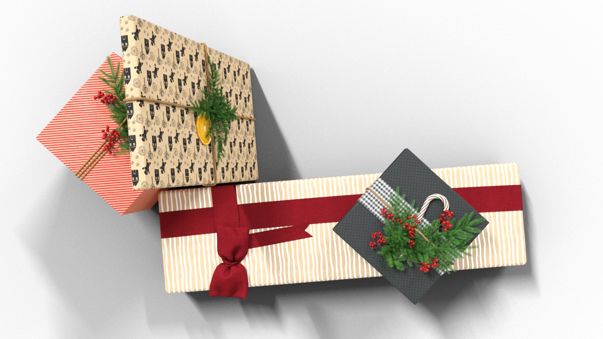 Gifts For Christmas Low-poly 3D model_5