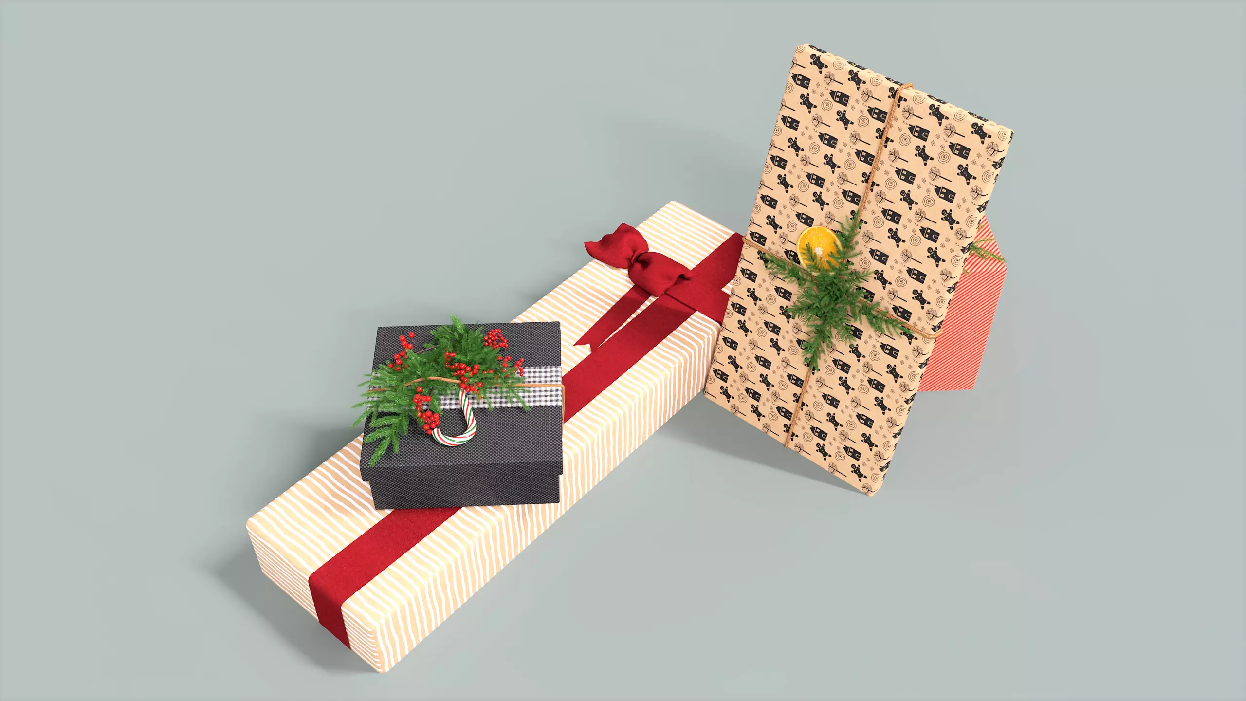 Gifts For Christmas Low-poly 3D model_0