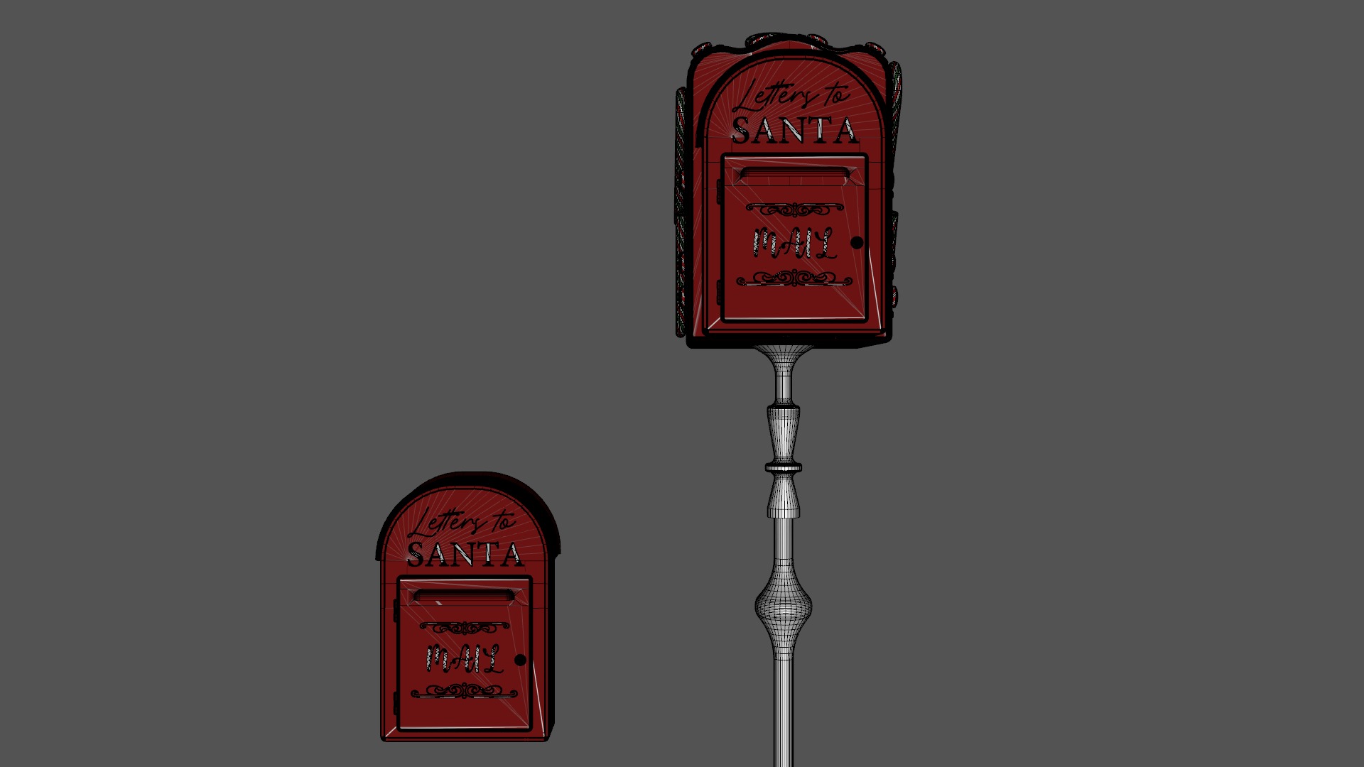 Mailbox For Christmas Low-poly 3D model_8