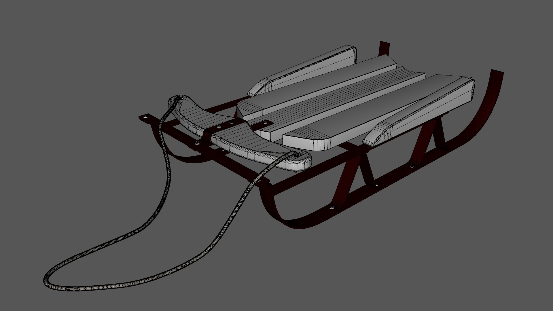 Sled For Christmas Low-poly 3D model_10