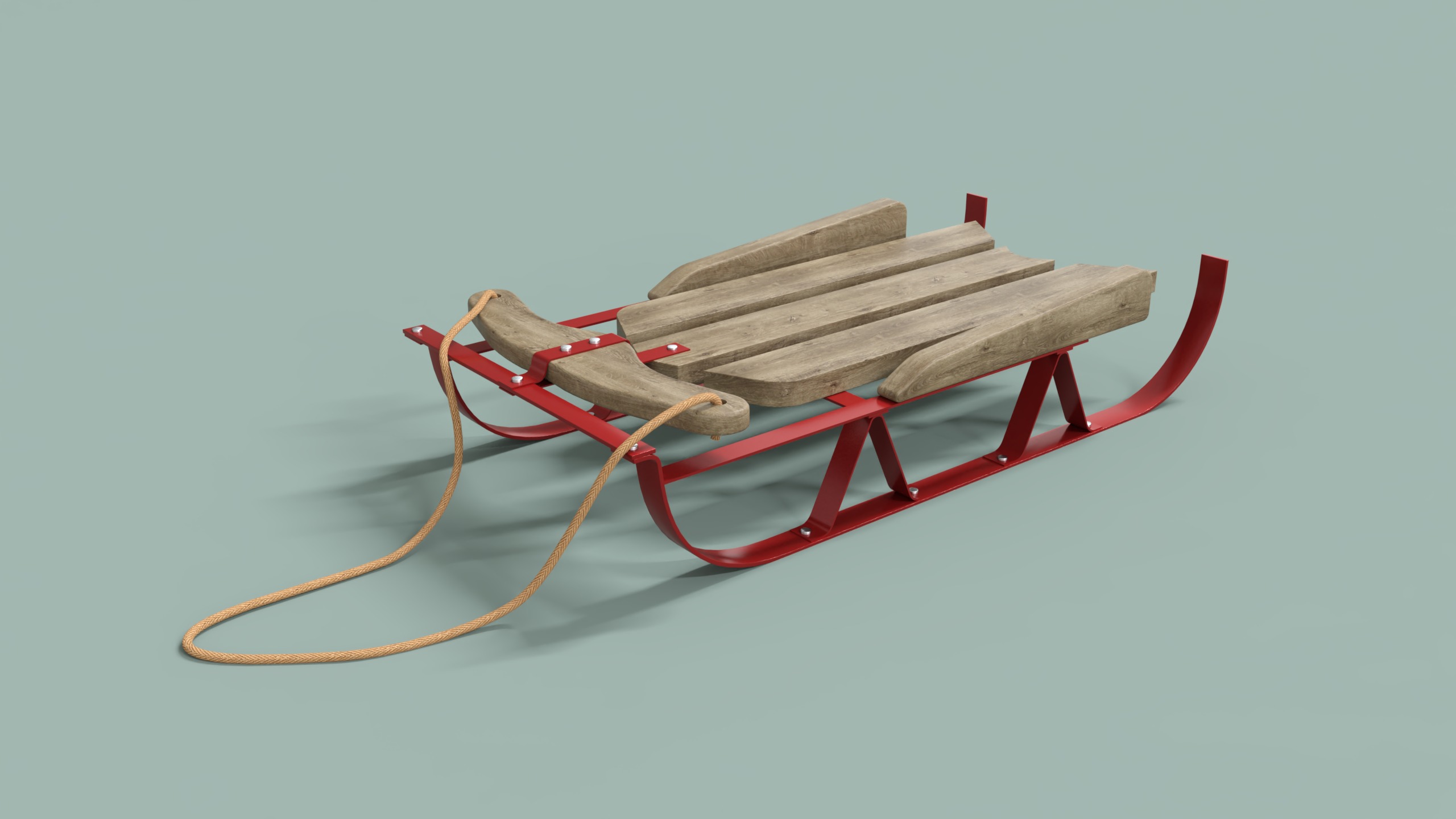Sled For Christmas Low-poly 3D model_4