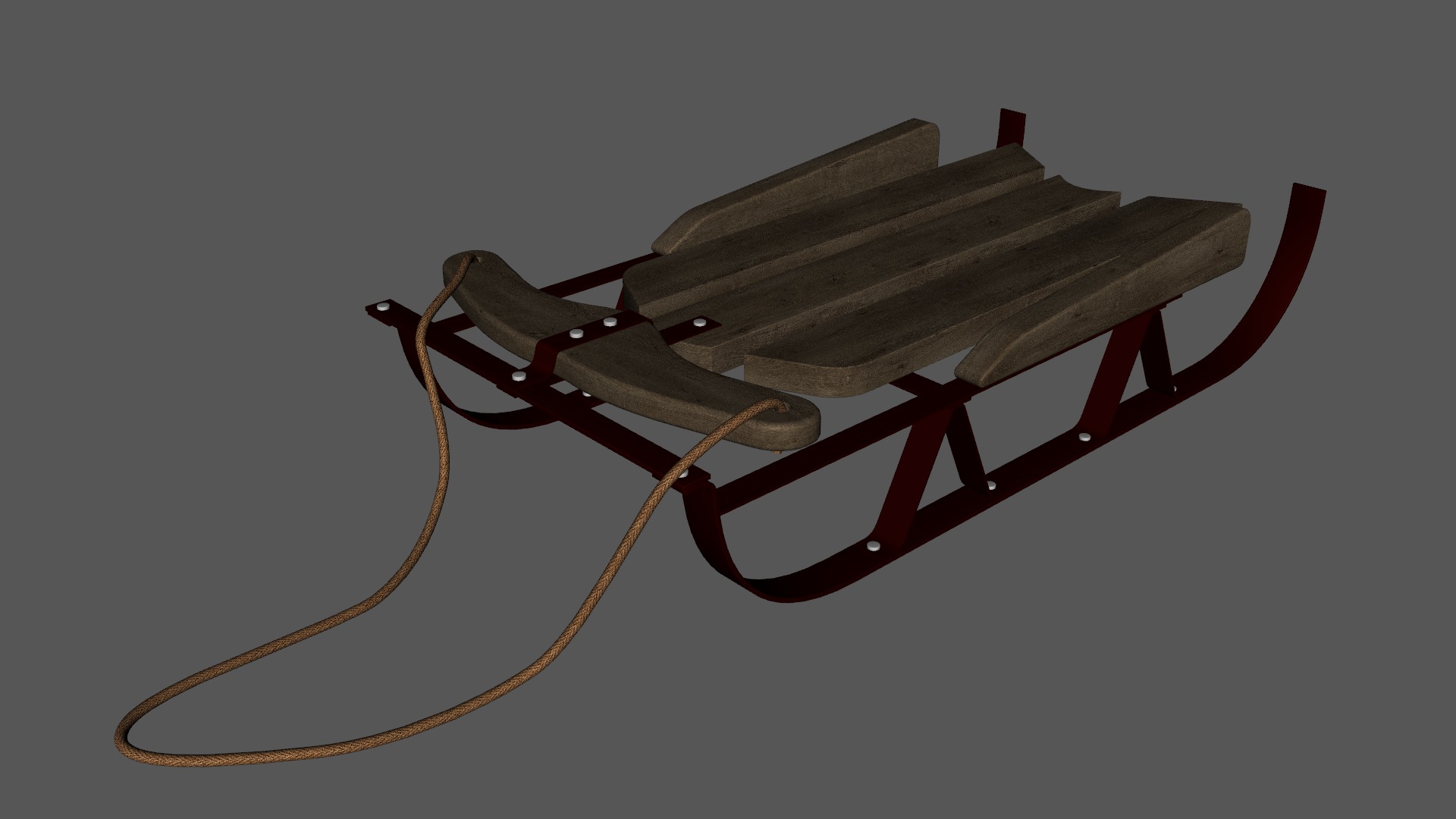 Sled For Christmas Low-poly 3D model_8