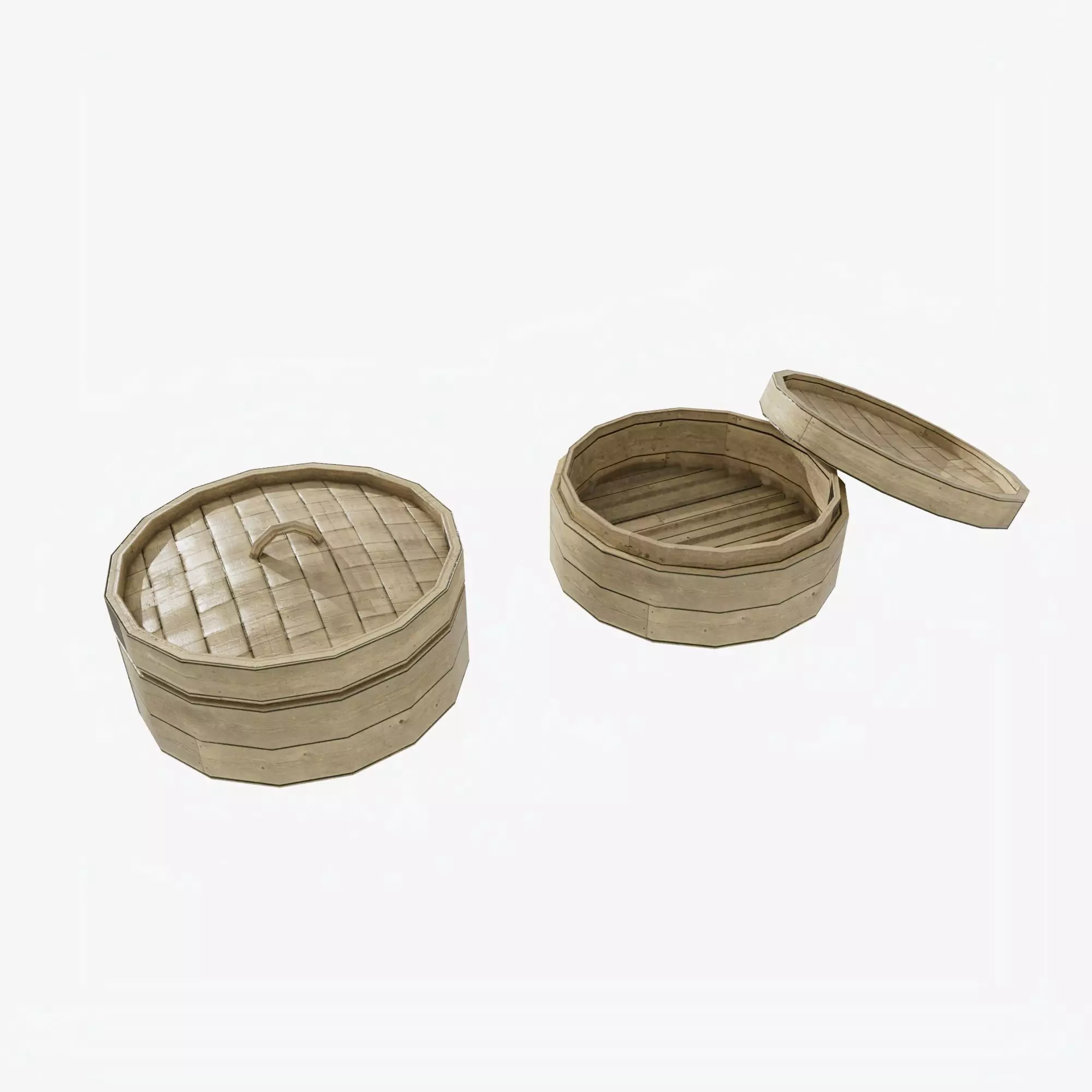Hong Kong Dim Sum Steamer Low-poly 3D model