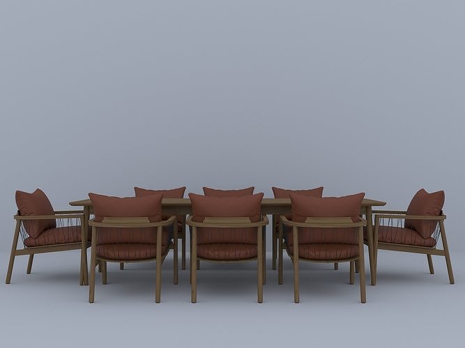 TEAK DINING SET 3D model
