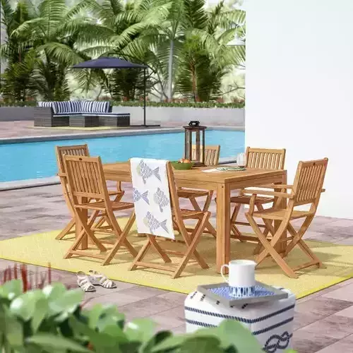 Sandpipercove Rectangular Long Teak Dining Set