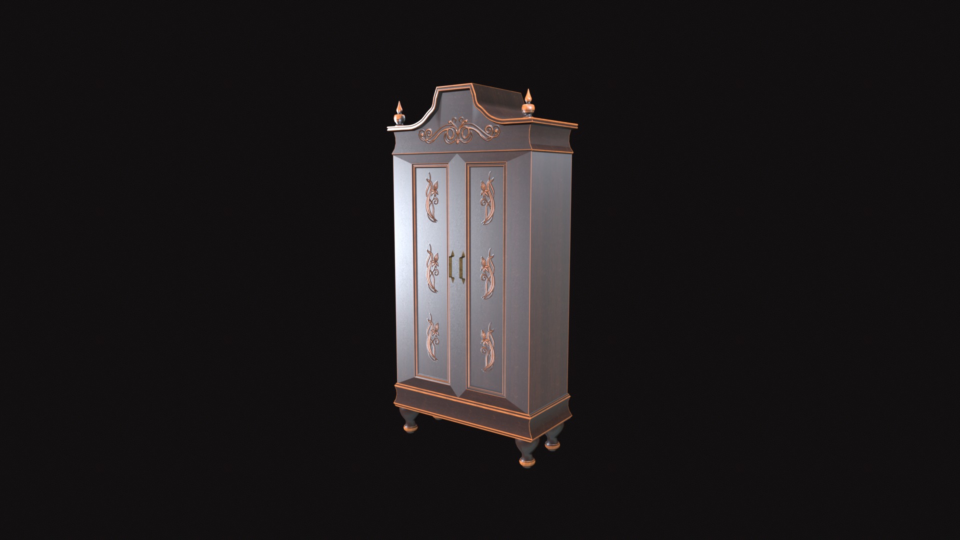 Medieval Wardrobe Low-poly 3D model_6