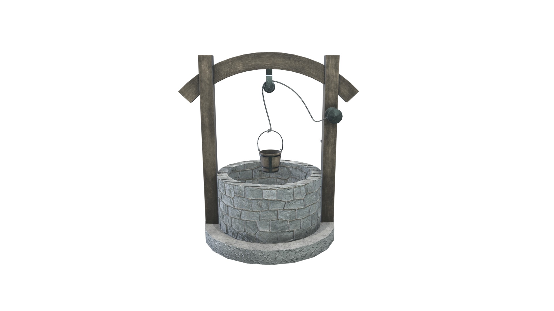Medieval Well V01 Low-poly 3D model_9