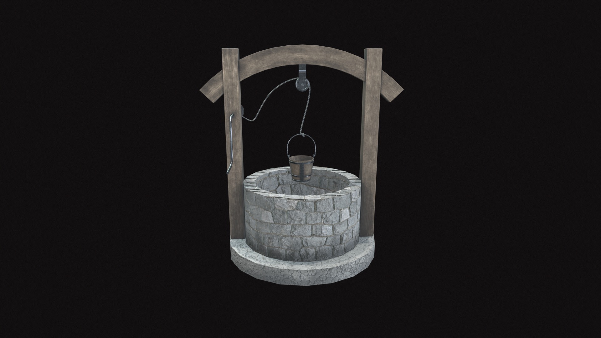 Medieval Well V01 Low-poly 3D model_2
