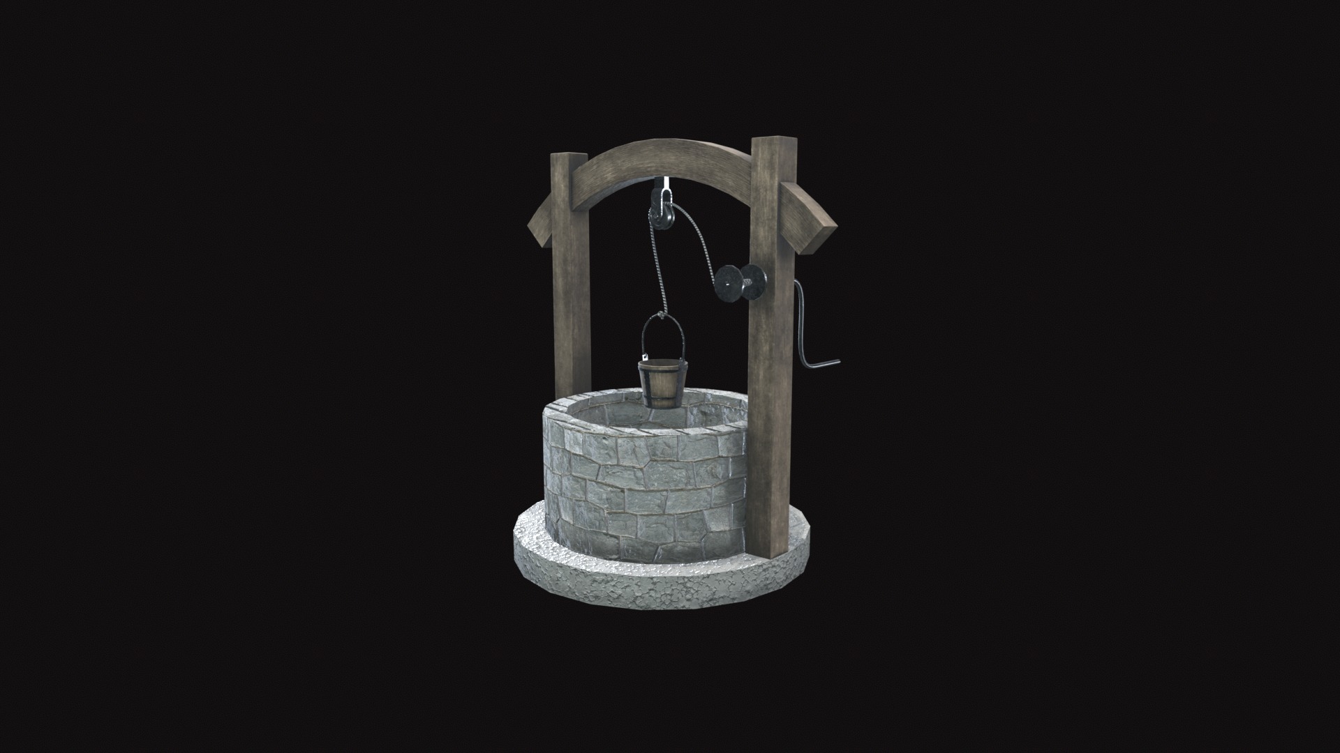 Medieval Well V01 Low-poly 3D model_7