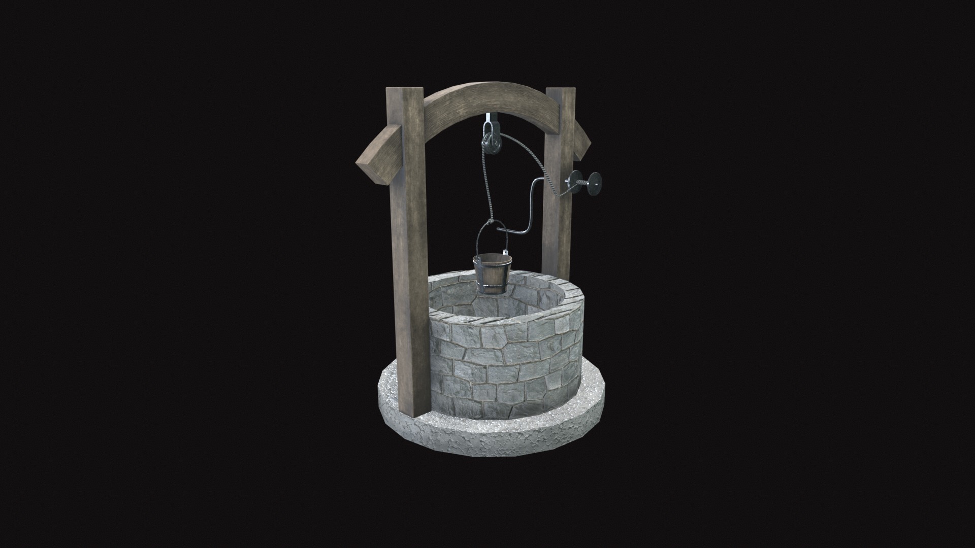 Medieval Well V01 Low-poly 3D model_8