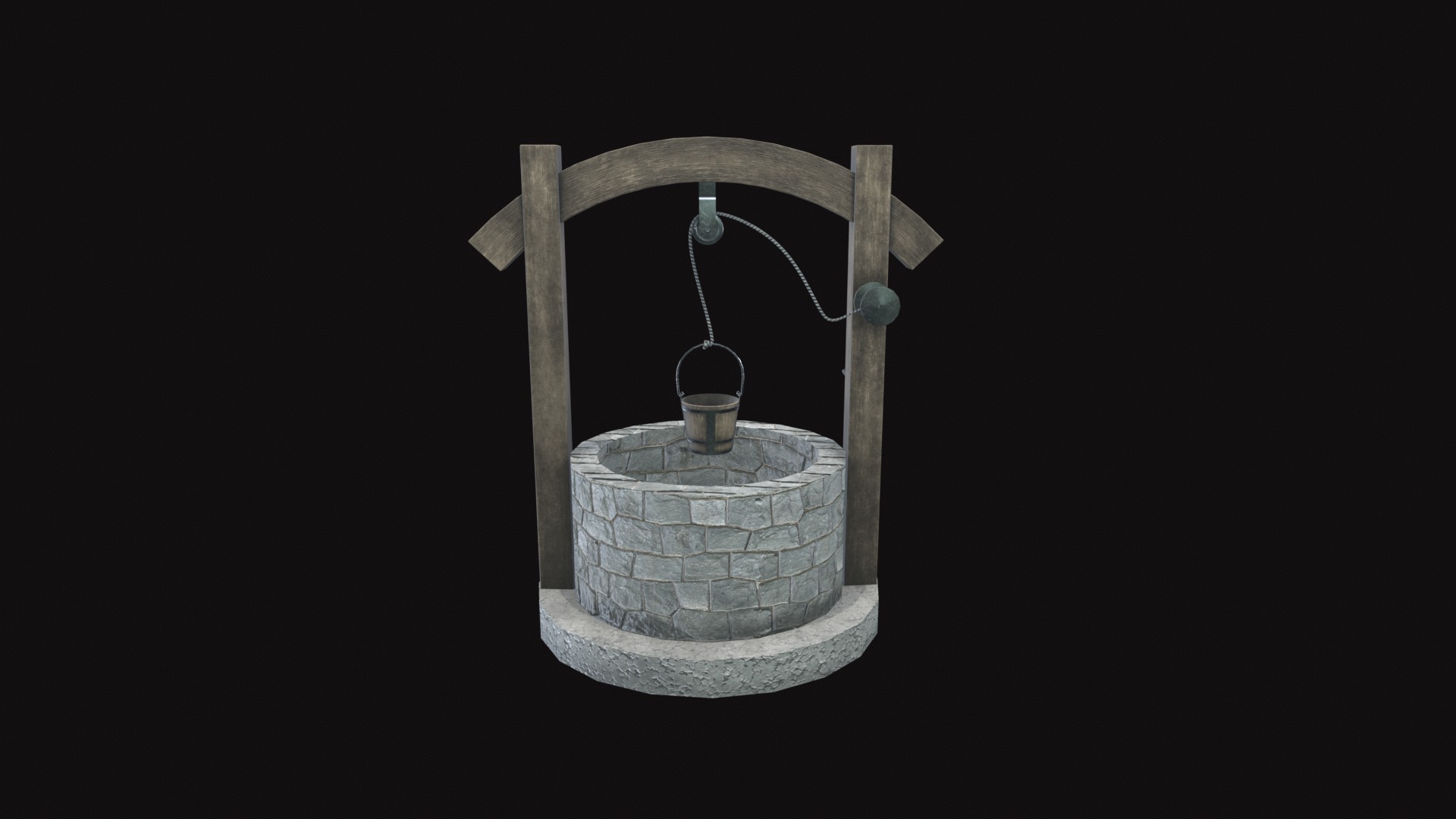 Medieval Well V01 Low-poly 3D model_3