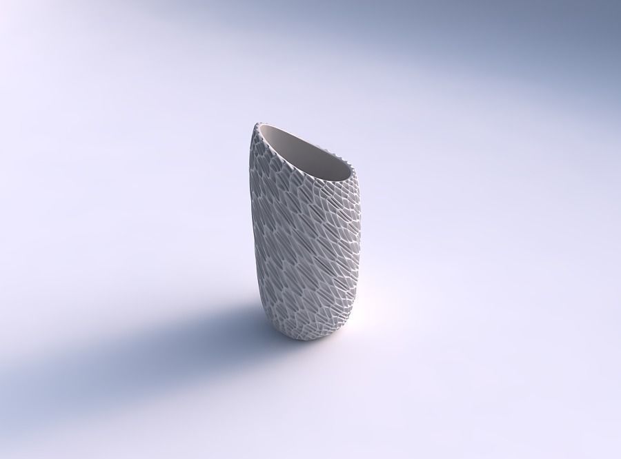Vase skewed and twisted with wavy grid piramides 3D print model_0