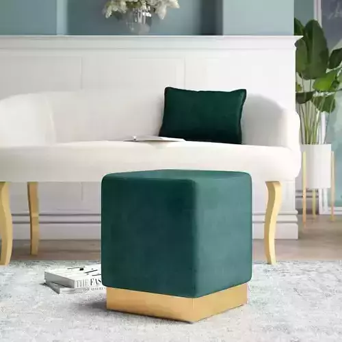 Annora  Velvet Square Ottoman