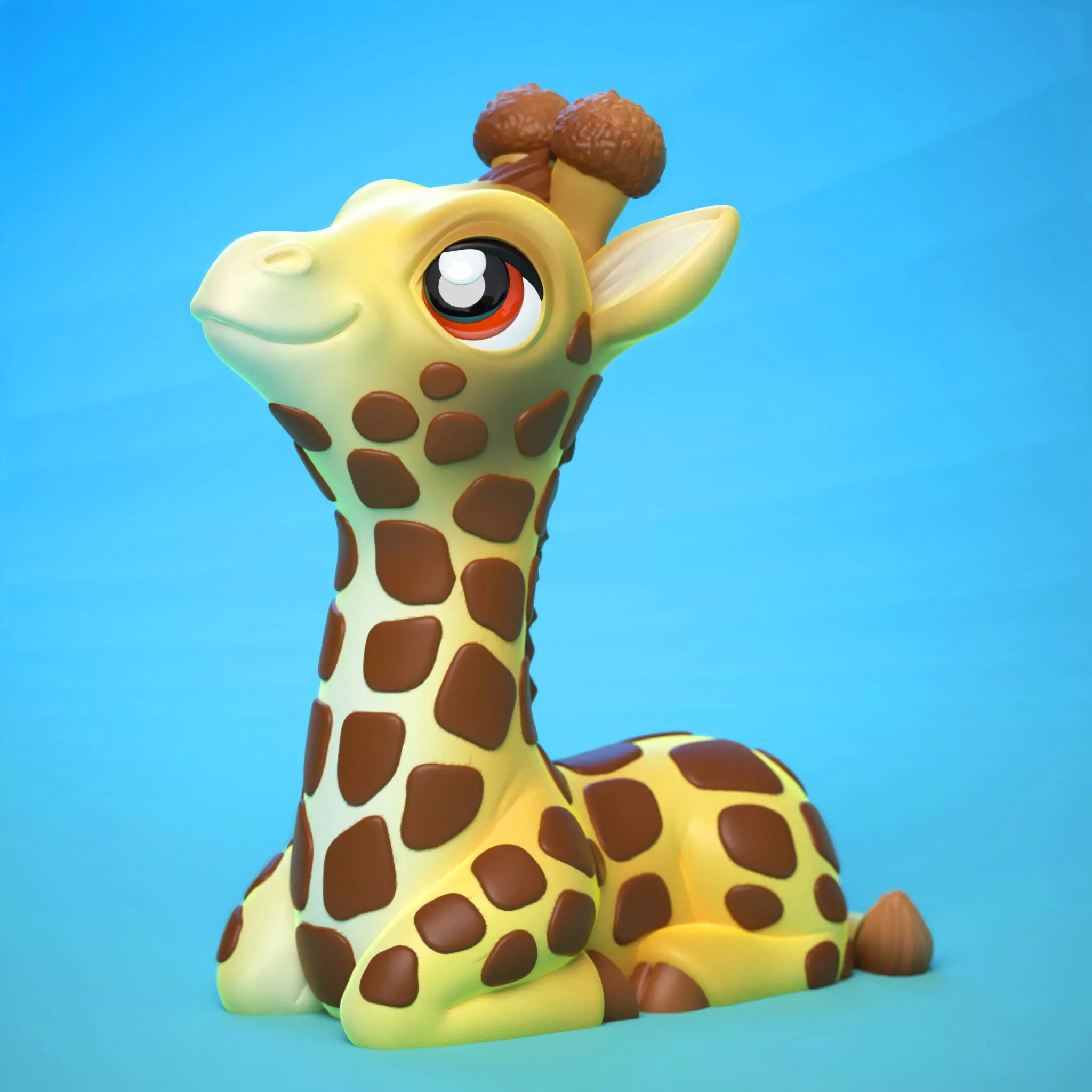 Cute Giraffe no supports 3D print model