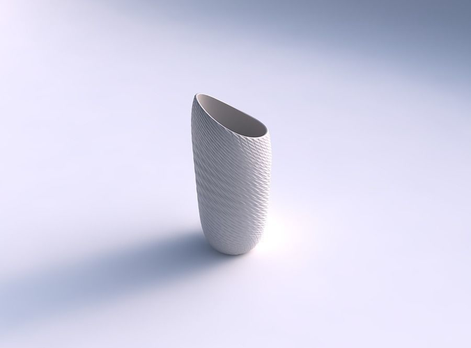 Vase skewed and twisted with twisted diagonal grid bulges 3D print model