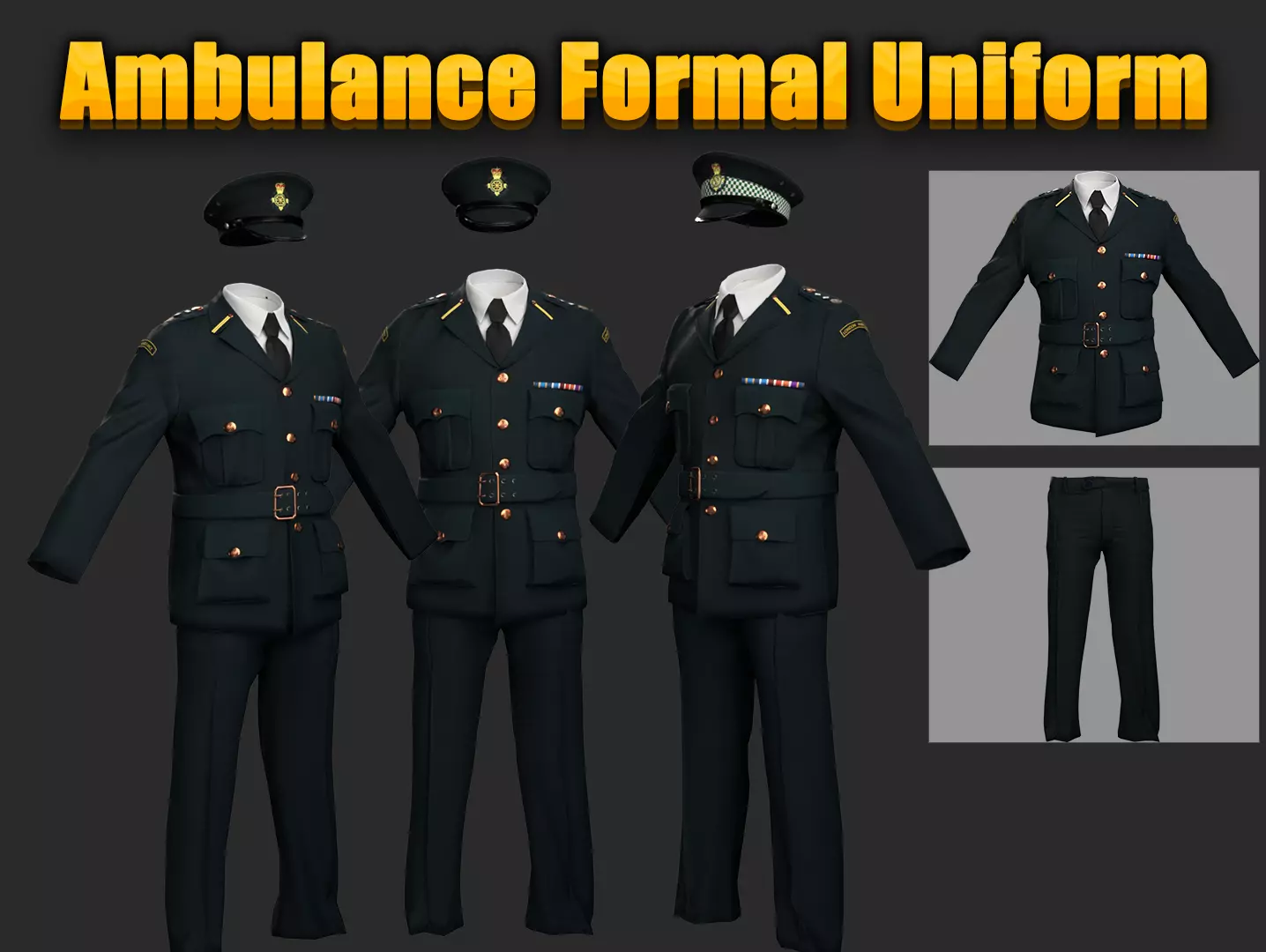 Model of London Ambulance Service Formal Uniform Low-poly 3D model_0