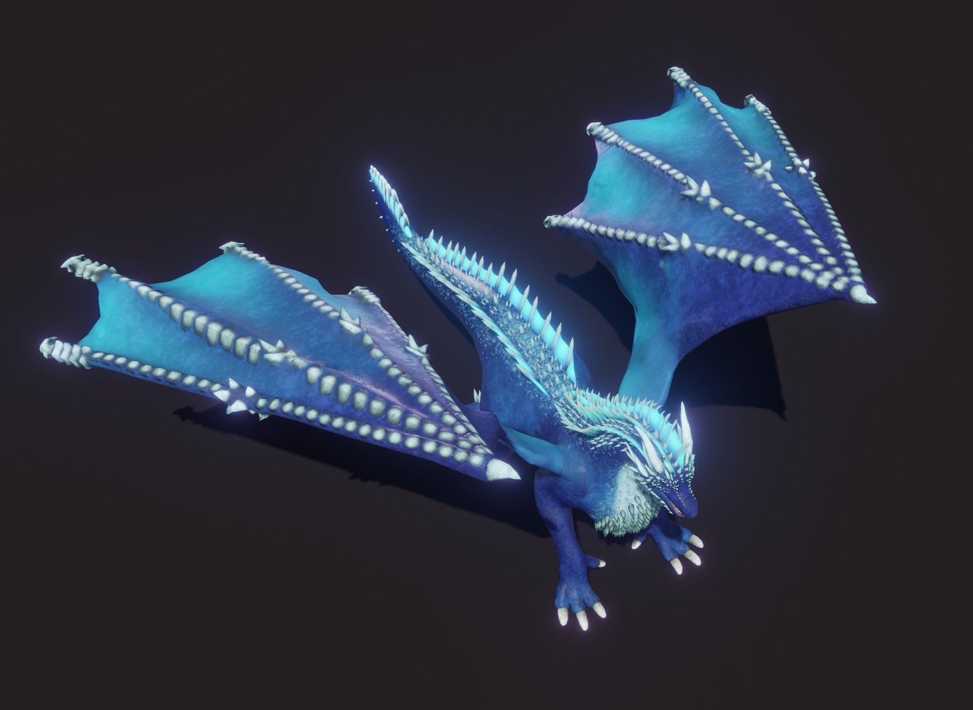 Realistic Blue Dragon Animated 3D Model Low-poly 3D model_14