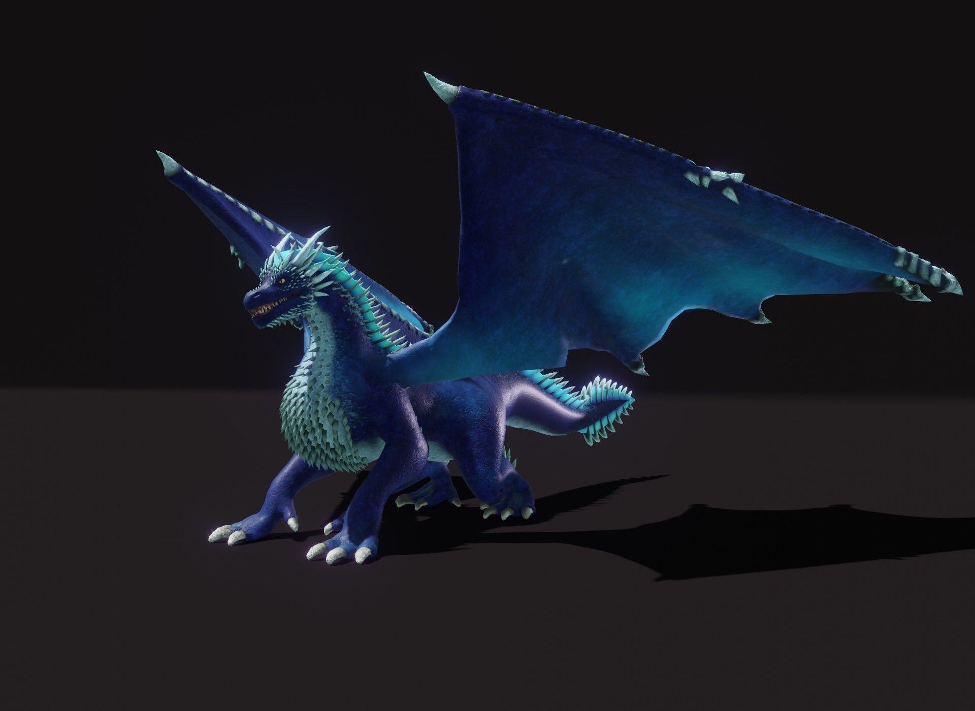 Realistic Blue Dragon Animated 3D Model Low-poly 3D model_13
