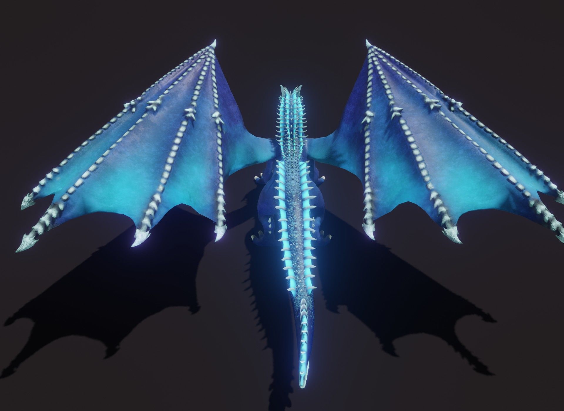 Realistic Blue Dragon Animated 3D Model Low-poly 3D model_12