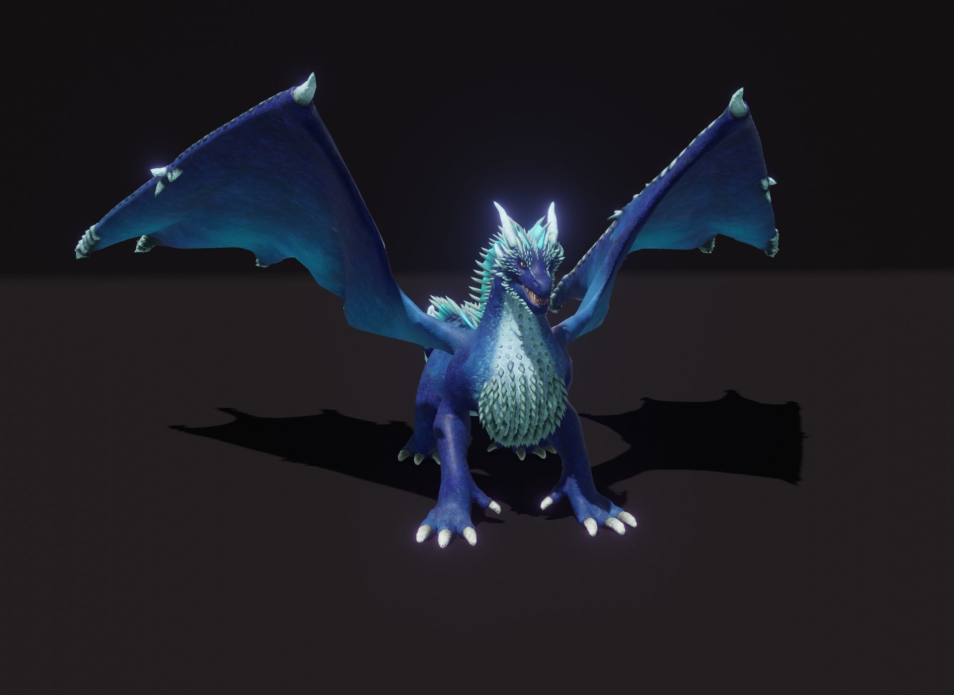 Realistic Blue Dragon Animated 3D Model Low-poly 3D model_19