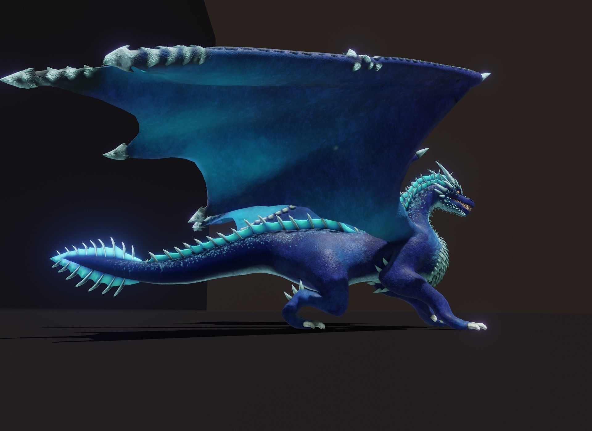 Realistic Blue Dragon Animated 3D Model Low-poly 3D model_21